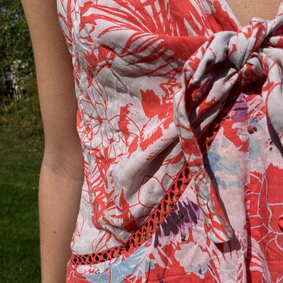 Free People floral front tie romper - Picture 6 of 8